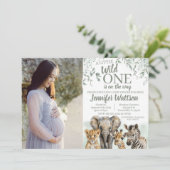 ワイルドワンサファリフォトカードベビーシャワー招待状 招待状 (スタンド正面)