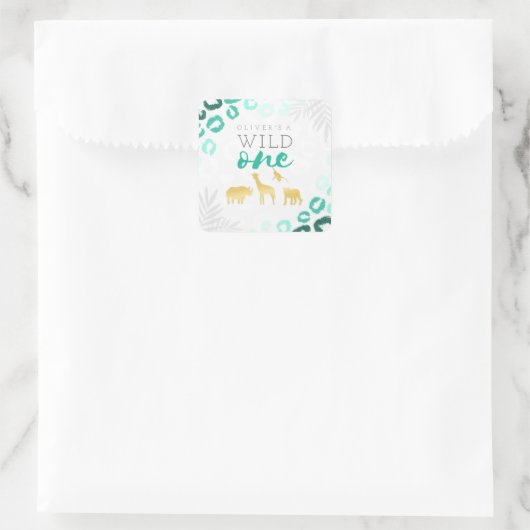 ワイルドワンサファリブルーと金ゴールドレオパード1歳 スクエアシール (バッグ)