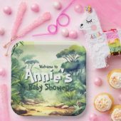 ワイルドワンサファリベイビーシャワーグリーン ペーパープレート (パーティー)