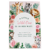 ワイルドワンサファリベイビーシャワー – ジャングルのアニマル ミディアムペーパーバッグ (裏面)