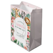 ワイルドワンサファリベイビーシャワー – ジャングルのアニマル ミディアムペーパーバッグ (裏面アングル)