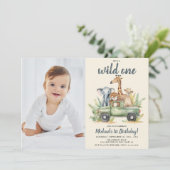 ワイルドワンサファリボーイ写真第1誕生日 招待状 (スタンド正面)