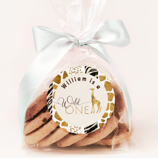 ワイルドワンサファリモダンキリン誕生日パーティー ラウンドシール