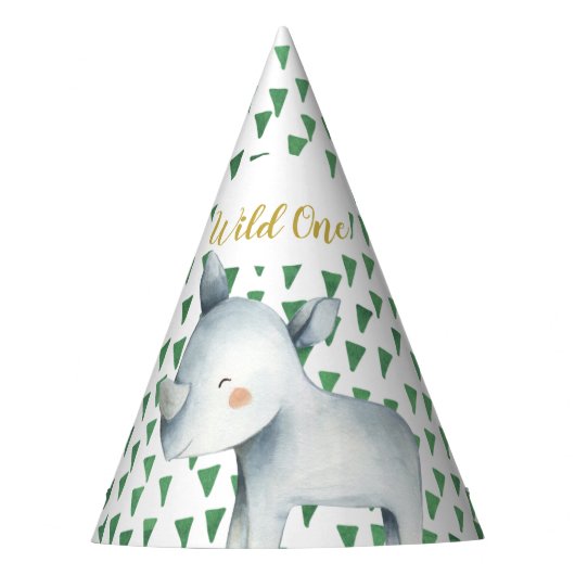 ワイルドワンサファリリノバースデーパーティーハット パーティーハット (正面)