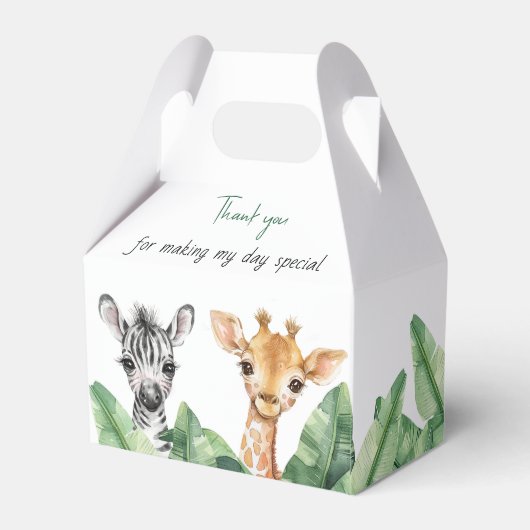 ワイルドワンサファリ動物ありがとう赤ちゃんシャワー フェイバーボックス (裏面サイド)