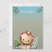 ワイルドワンサファリ動物かわいいライオン1歳の誕生日 招待状 (裏面)