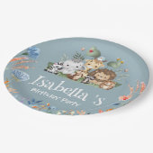 ワイルドワンサファリ動物のジャングルフローラ誕生日名 ペーパープレート (アングル)