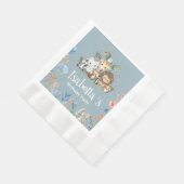 ワイルドワンサファリ動物のジャングルフローラ誕生日名 縁ありランチョンナプキン (角)