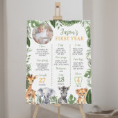 ワイルドワンサファリ動物の最初の誕生日マイルストーンサイン ポスター