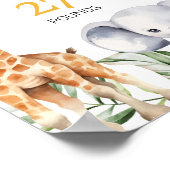 ワイルドワンサファリ動物の最初の誕生日マイルストーンサイン ポスター (角)