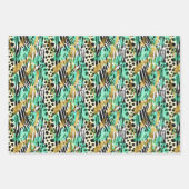 ワイルドワンサファリ動物の毛皮のプリントパターン ラッピングペーパーシート (正面2)