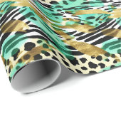 ワイルドワンサファリ動物の毛皮のプリントパターン ラッピングペーパー (ロールコーナー)