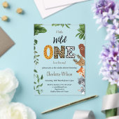 ワイルドワンサファリ動物の緑の赤ちゃんシャワー アクリル招待状 (インサイチュ (ウェディング))