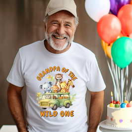 ワイルドワンサファリ動物の誕生日のおじいちゃん Tシャツ