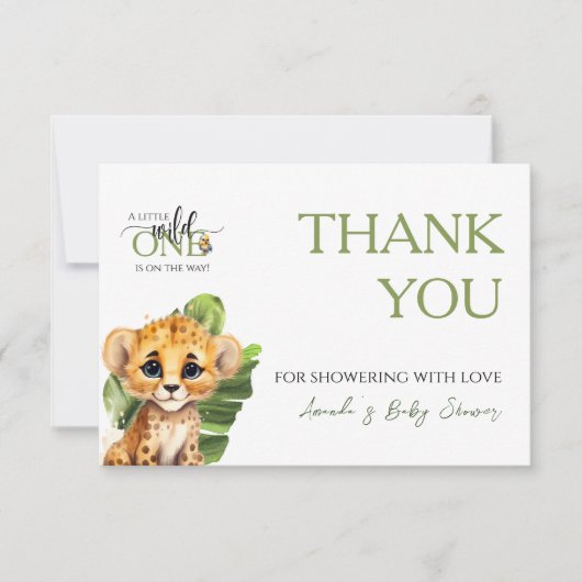 ワイルドワンサファリ動物ジャングルベビーシャワー サンキューカード (正面)