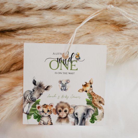 ワイルドワンサファリ動物ジャングルベビーシャワー フェイバータグ