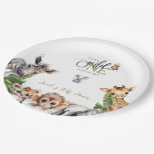 ワイルドワンサファリ動物ジャングルベビーシャワー ペーパープレート (アングル)