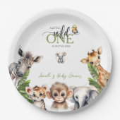 ワイルドワンサファリ動物ジャングルベビーシャワー ペーパープレート (正面)