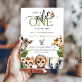 ワイルドワンサファリ動物ジャングルベビーシャワー 招待状