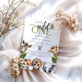 ワイルドワンサファリ動物ジャングルベビーシャワー 招待状