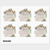 ワイルドワンサファリ動物ジャングルベビーモダンシャワー スクエアシール (シート)