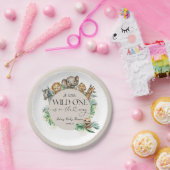 ワイルドワンサファリ動物ジャングルベビーモダンシャワー ペーパープレート (パーティー)