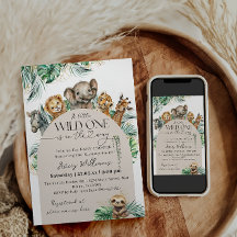 ワイルドワンサファリ動物ジャングルベビーモダンシャワー