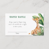 ワイルドワンサファリ動物ベビーシャワーおむつラッフル エンクロージャーカード (正面)