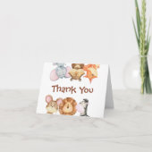 ワイルドワンサファリ動物ベビーシャワーサンキューカード サンキューカード (正面)