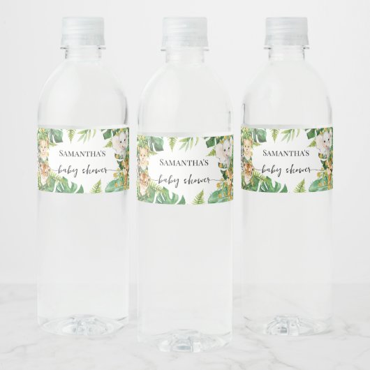 ワイルドワンサファリ動物ベビーシャワー ペットボトルラベル (ボトル)