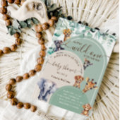 ワイルドワンサファリ動物ベビーシャワー 招待状