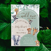 ワイルドワンサファリ動物ベビーシャワー 招待状