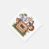 ワイルドワンサファリ動物ボーイベビーシャワー スタンダードカクテルナプキン (角)