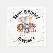 ワイルドワンサファリ動物ボーイベビーシャワー スタンダードカクテルナプキン (正面)