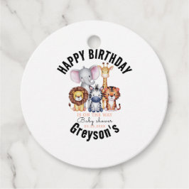 ワイルドワンサファリ動物ボーイベビーシャワー フェイバータグ