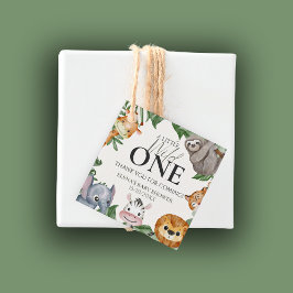 ワイルドワンサファリ動物ボーイベビーシャワー フェイバータグ