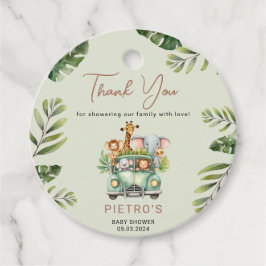 ワイルドワンサファリ動物ボーイベビーシャワー フェイバータグ