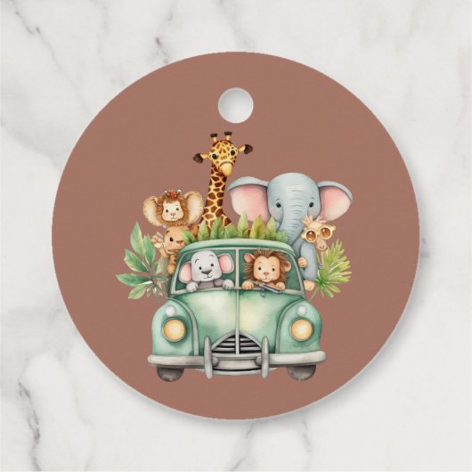 ワイルドワンサファリ動物ボーイベビーシャワー フェイバータグ (裏面)