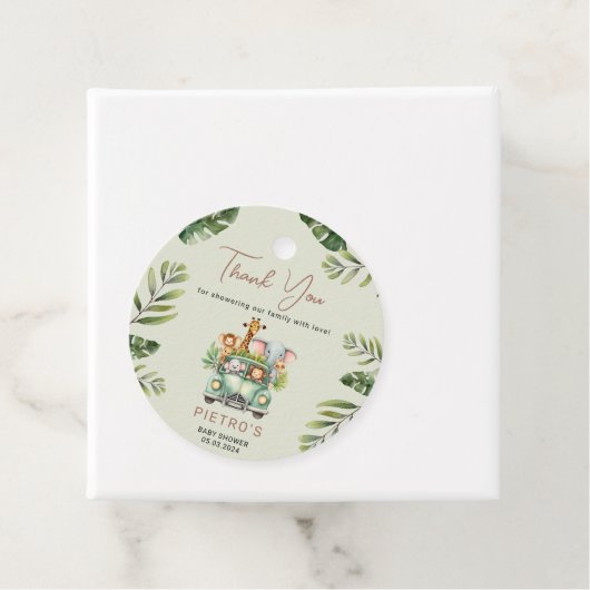 ワイルドワンサファリ動物ボーイベビーシャワー フェイバータグ (インサイチュ)