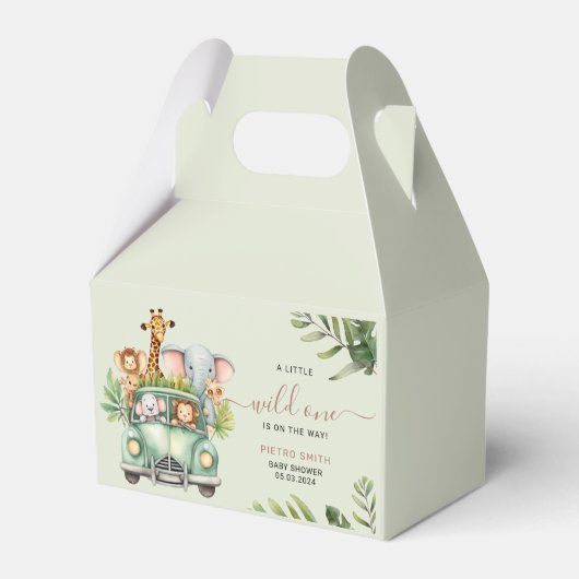 ワイルドワンサファリ動物ボーイベビーシャワー フェイバーボックス (裏面サイド)