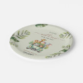 ワイルドワンサファリ動物ボーイベビーシャワー ペーパープレート (アングル)