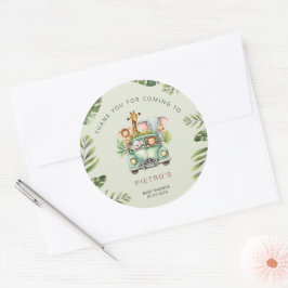 ワイルドワンサファリ動物ボーイベビーシャワー ラウンドシール