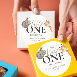 ワイルドワンサファリ動物ボーイベビーシャワー ラウンドシール