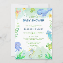 ワイルドワンサファリ動物ボーイベビーシャワー 招待状