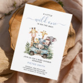 ワイルドワンサファリ動物ボーイベビーシャワー 招待状