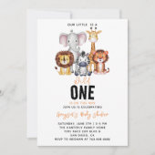 ワイルドワンサファリ動物ボーイベビーシャワー 招待状 (正面)