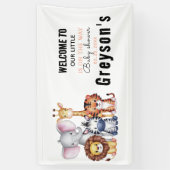 ワイルドワンサファリ動物ボーイベビーシャワー 横断幕 (縦)