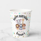 ワイルドワンサファリ動物ボーイベビーシャワー 紙コップ (裏面)