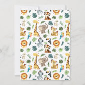 ワイルドワンサファリ動物園の動物の誕生日パーティー任意の年齢 招待状 (裏面)