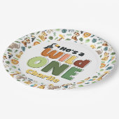 ワイルドワンサファリ動物園の動物の誕生日パーティー ペーパープレート (アングル)